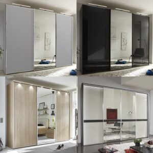 Door Bedroom Wall Design Wooden Cabinet Clothes Wardrobe with Mirror