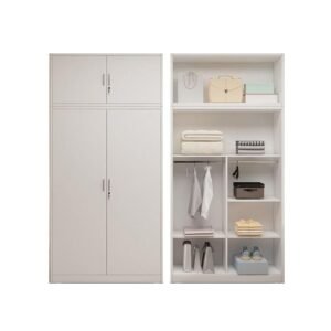 2-Door Steel Wardrobe Freestanding Top Cabinet Metal Almirah Clothing